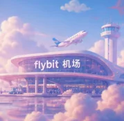 FlyBit 机场航站楼插画，夜景风格